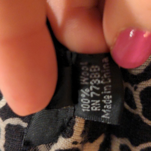 J. Crew Size M 100% Wool Dress Elbow Length Sleeves Chain Pattern Black & Cream - Picture 11 of 11